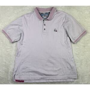 Robert Graham Shirt Men's Size Medium Pink Polo Short Sleeve Embroidered Skull